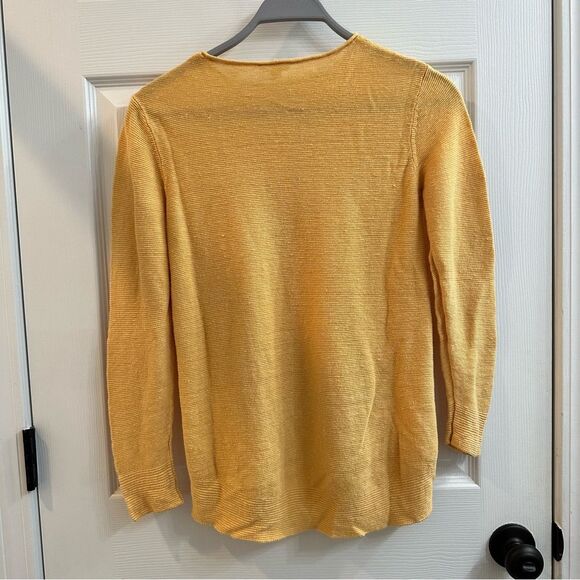 Eileen Fisher Sweater Round Neck Yellow Orange Organic Linen size small - Picture 7 of 8